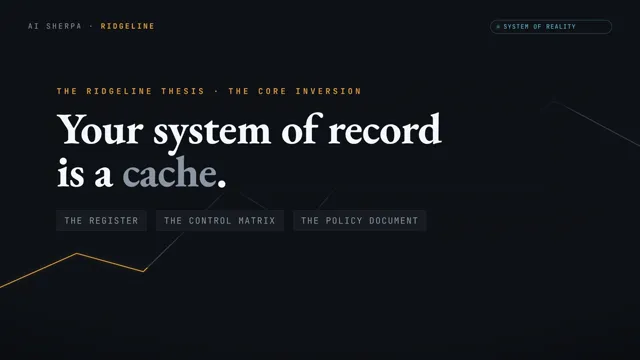 Opening frame of the film: Your system of record is a cache.